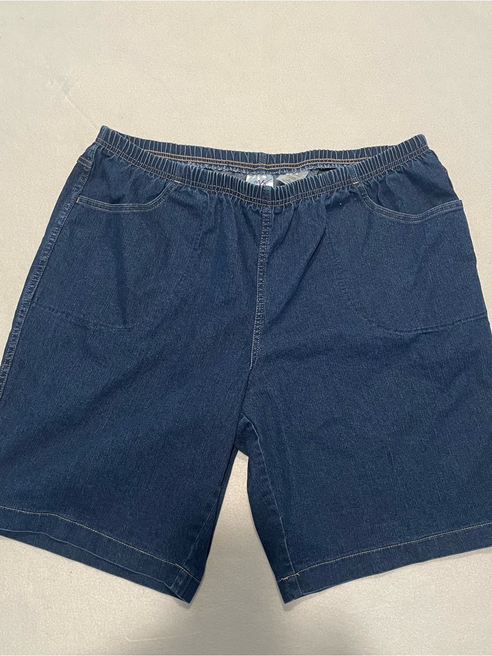 JMS Elastic-Waist Denim Shorts, blue, 3X